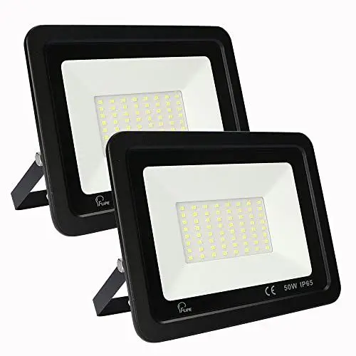 Produktbild: Mille Lucciole 2 Stück 50W LED Strahler Außen,5000LM Superhell Außenstrahler IP65 Wasserdicht Fluter 6500K Kaltweiß Scheinwerfer,LED Strahler für Hinterhof,Garage,Garten,Keine Bewegungsmelder<strong>Schwarz:</strong> 
