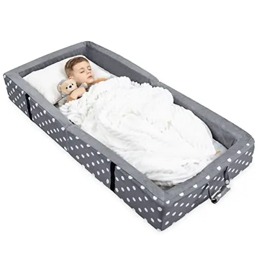 Produktbild: Milliard Reisbett mit Matratze und Rausfallschutz, Kinderbett für Baby und Kinder - Kompakt, Faltbar und Praktisch zum Reisen, Grau, Schaum