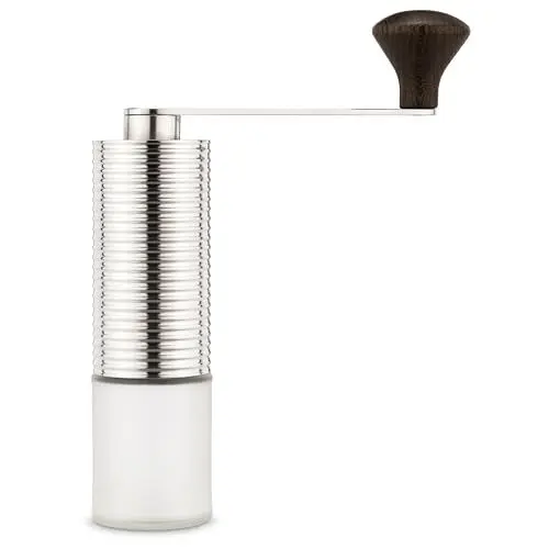 Produktbild: millone compact manuelle Kaffeemühle präzise Mahlgradeinstellung, zwei Edelstahl Mikrokugellager, klappbarer Griff, Bohnenbehälter 30 g, inkl. Ersatzglas + Reinigungsgranulat