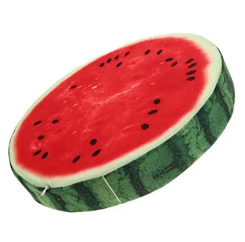 Produktbild: Milopon Sitzkissen Stuhlkissen Polster Hochlehner Auflage Früchte Flanell Rund Sitzauflage für Stühle Gartenmöbel (Wassermelone)