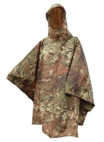 Produktbild: Mil-Tec Regenponcho Unisex • US Poncho aus reißfestem Ripstop Material • Mehrzweck Regenponcho Herren & Damen • Wasserdicht & extra lang • Als Outdoor Regenjacke, Regencape, Nässeschutz, Regenmantel