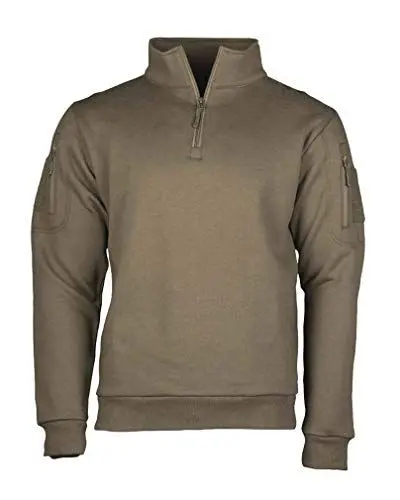 Produktbild: Mil-Tec Tactical Sweatshirt (Unisex) • Pullover mit Zipper • Sweater mit Kragen • Atmungsaktives Sweatshirt Damen & Herren • Warmer Pulli für Arbeit, Freizeit, Outdoor • Ranger Grün, XL