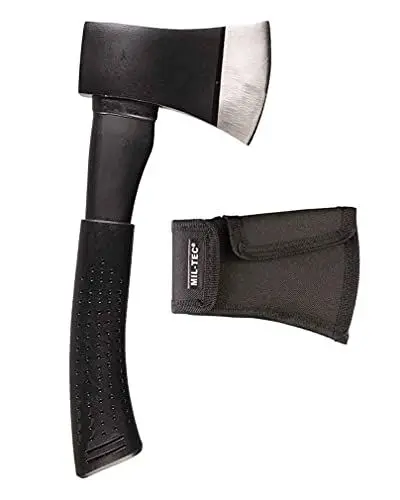 Produktbild: Mil-Tec Vollstahlaxt mit Kopftasche • Gummierter Griff • Axt klein für Camping, Outdoor, Survival, Jagd, Trekking, Garten • Spaltaxt Holz • Axt Outdoor • Survival Ausrüstung