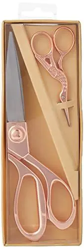 Produktbild: Milward Premium Scheren-Geschenkset – Enthält eine Nähschere und eine Storch-Stickschere, Metall, 20 cm und 9,5 cm, Roségold