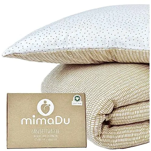 Produktbild: mimaDu Bio Baby Bettwäsche 100 x 135 | Bettwäsche Kinder 100 x 135 | Kinderbettwäsche 100x135 Baumwolle | Bettwäsche Baby für Jungen und Mädchen | GOTS und Oeko-Tex100 Zertifiziert (Boho)