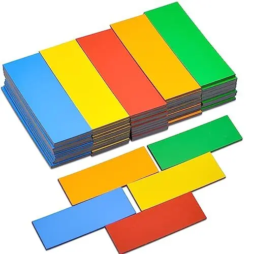 Produktbild: MIN CI 75 Stück Magnetstreifen Beschreibbar, 60 x 20 x 1.5mm Magnetische Aufkleber Whiteboard Magnete Bunt Abwischbar Magnetband für Kühlschrank Notizblöcke Regalbeschriftung