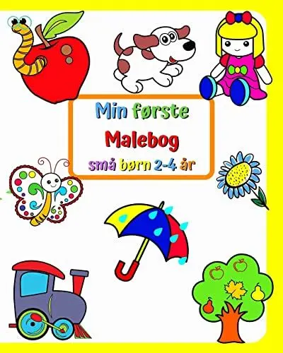 Produktbild: Min første Malebog, små børn 2-4 år: Store og enkle billeder af velkendte ting omkring børn