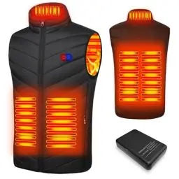 Produktbild: Mincoo Beheizte Weste,Beheizbare Weste für Herren Damen Wärme weste Wärme weste mit akku 5V 10000mAh mit 5 Heizbereiche USB Elektrische Heizweste Waschbar Beheizbare für Outdoor Reiten Schwarz XXL