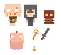 Produktbild: MINECRAFT Netherstory Pack - Mob Head Mini-Set mit 4 Figuren und Accessoires, für Fans ab 6 Jahren, HKR59