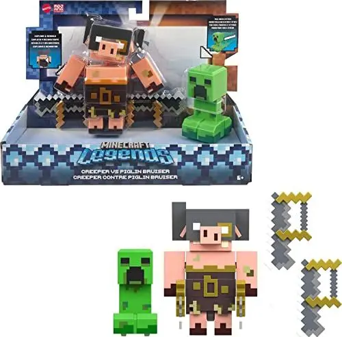 Produktbild: Minecraft Spielzeug Legends ca. 8 cm große Actionfiguren im 2er-Pack, Bereit zum Angriff und mit Zubehör | Geschenk zum Sammeln für Kinder, GYR99