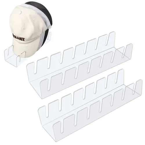 Produktbild: Mineup Cap Stand Für Baseball Caps, 2 Stück Acryl Hutständer, No Installieren Acryl Hut Organizer, Kappenhalter, Hutständer Für Baseballkappen, Huthalter Cap Halterung Für 14 Baseball Caps