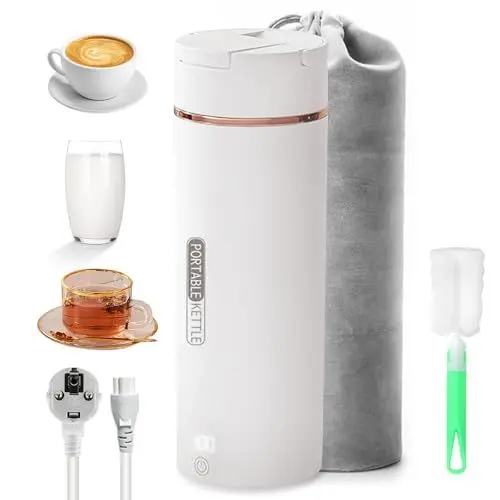 Produktbild: Mineup Reise Wasserkocher Klein, 500ML/300W Reisewasserkocher, Mini Wasserkocher, Automatischer Abschaltung, Elektrische Wassertasse mit Temperatureinstellung für Tee Kaffee Babymilch Camping