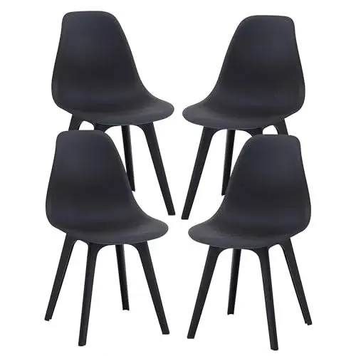 Produktbild: Mingone Esszimmerstuhl 4er Set Gartenstuhl Campingstuhl Küchenstühle 4 Stühle Schwarz für Terrassen Garten,47x51x82cm