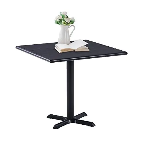 Produktbild: Mingone Gartentisch Campingtisch Esstisch Tisch Schwarz Balkontisch 60x60 aus Kunststoff Holz und Metaillbeine Wetterfest für Garten Terrasse