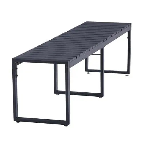 Produktbild: Mingone Parkbank Gartenbank Wetterfest Holz Sitzbank Bank Gartenmöbel für Balkon Terrasse Garten 180cm bis 250kg Belastbar Schwarz für 3