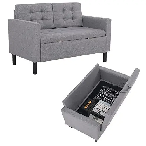 Produktbild: Mingone Sofa 2 Sitzer, Couch 2 sitzer, Stoffsofa mit Lehne, Sofa mit Stauraum und abnehmbarem Pull-Point Design Kissen Loungesofa Wohnzimmer, Schlafzimmer(Grau), 6120014