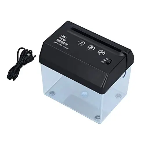 Produktbild: Mini Aktenvernichter, USB Elektrischer A6 Aktenvernichter mit Transparentem Fenster, Streifenschnitt Aktenvernichter für Home Office