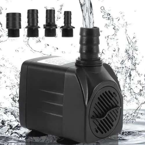 Produktbild: Mini Aquarium Pumpe Wasserpumpe, 45W 2500L/H Teichpumpe Brunnenpumpe mit 4 Düse für Teich Brunnen Aquarium Steingarten, Springbrunnenpumpe Maximale Sprühhöhe 2m