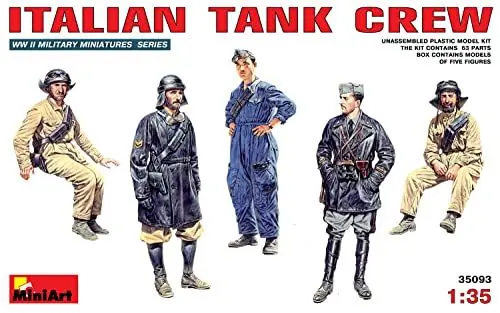 Produktbild: Mini Art 35093 1:35 Fig. Ital. Panzerbesatzung (5) WW2- originalgetreue Nachbildung, Modellbau, Plastik Bausatz, Basteln, Hobby, Kleben, Modellbausatz, Zusammenbauen, unlackiert