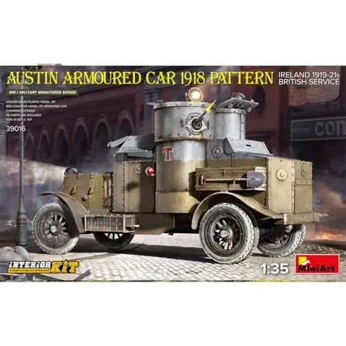 Produktbild: Mini Art 39016 1:35 Austin Spähpanzer 1918 IRL. Inter.- originalgetreue Nachbildung, Modellbau, Plastik Bausatz, Basteln, Hobby, Kleben, Modellbausatz, Zusammenbauen, unlackiert