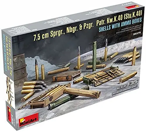 Produktbild: MiniArt MIN35375 1:35-7,5 cm Sprgr Nbgr,Pzgr,Patr,Kw.K.40 Muscheln, unlackiert