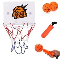 Produktbild: BVSRCP Mini Basketballkorb, 16.2x12cm Kinder Mini Basketball Korb Set, Kinder Zimmer Mit 2 Stück 8cm Bälle Und Pumpe Büro, Mit Saugnapf Für Kinder Outdoor Indoor Office Home