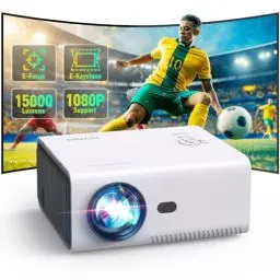 Produktbild: Mini Beamer 4K (Elektrischer Fokus/Trapezkorrektur/Zoom), YUZINO 15000L Full HD 1080P WiFi Bluetooth Projektor, Heimkino/Outdoor Video Beamer für TV Stick/Laptop/Handy/Tablet/Spielkonsole HDMI USB