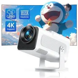 Produktbild: Mini Beamer 4K Unterstützung, <strong>Auto Keystone:</strong>  Full HD 1080P Beamer Heimkino, TOPTRO Projektor Klein Tragbarer LED Video Beamer 20000 Lumens mit 270°drehbar, WiFi6, Bluetooth, Zoom
