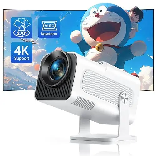Produktbild: Mini Beamer 4K Unterstützung, <strong>Auto Keystone:</strong>  Full HD 1080P Beamer Heimkino, TOPTRO Projektor Klein Tragbarer LED Video Beamer 20000 Lumens mit 270°drehbar, WiFi6, Bluetooth, Zoom