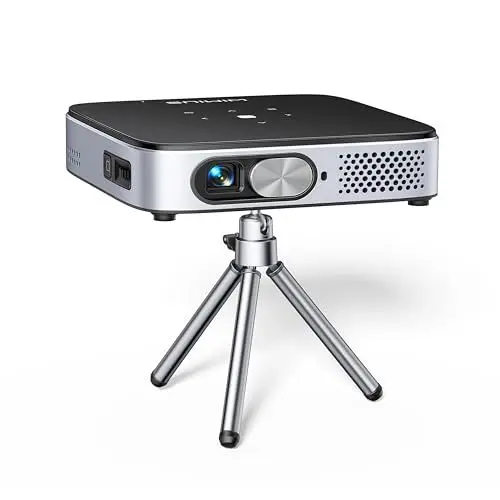 Produktbild: Mini Beamer, Android 11.0 DLP Ultrakurzdistanz Smart Beamer mit Akku, WiFi6 Bluetooth Portabler Beamer 1080P Full HD Unterstützung, Staubdicht Projektor Handy für Outdoor/Heimkino