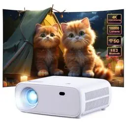 Produktbild: Mini Beamer, Heimkino Beamer mit WiFi und Bluetooth, 18000 Lumen, Full HD 1080P Auflösung, Projektionsgröße 35-200 Zoll, Kompatibel mit iOS/Android/Laptop/HDMI/USB(Grau)