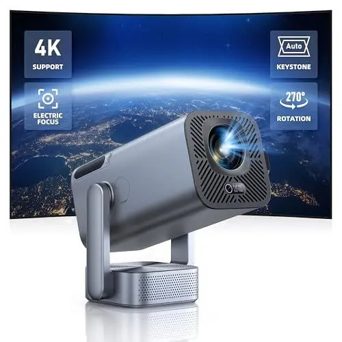 Produktbild: Mini Beamer Native 1080P Beamer 4K - <strong>Elektrischer Fokus & Auto Vertikale Trapezkorrektur & 270°drehbar:</strong>  TOPTRO WiFi Bluetooth Outdoor Projektor für Handy, X8 Projektor