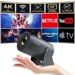 Produktbild: Mini Beamer, Polocsh Beamer WiFi6 und BT5.2, Tragbarer Projektor mit Android OS 11.0, 180-Grad-Winkel, Automatische Trapezkorrektur, 130-Zoll-Display und 50% Zoom, Beamer 2024 Upgrade, Stahlgrau