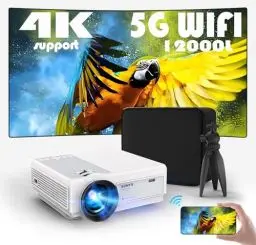 Produktbild: Mini Beamer, Sunys Full HD 12000 L Native 1080P Beamer 4K 5G WiFi Bluetooth LED Beamer 200