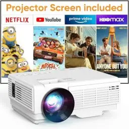 Produktbild: Mini Beamer, YOOYAA Bluetooth Beamer Full HD 1080P, Tragbar Video Projektor 50% Zoom, Outdoor/Heimkino Beamer für Handy Phone, Kompatibel mit Smartphone/HDMI/USB/Fire TV Stick
