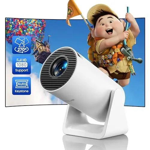 Produktbild: Mini Beamer<strong>Automatische Trapezkorrektur:</strong> WiFi Bluetooth Beamer Klein Unterstützung 1080P, 270°drehbar WiMiUS Kurzstreckenprojektion Beamer Heimkino Outdoor für iPhone/Andorid/Laptop/Tablette Projektor