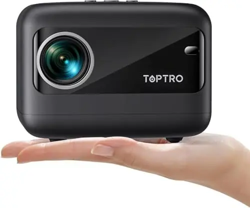 Produktbild: Mini Beamer<strong>Elektrischer Fokus:</strong>  WiFi Bluetooth Beamer Full HD 1080P Unterstützt, 15000Lumen Tragbarer Klein Beamer, TOPTRO Projektor mit ±40° Vertikale Korrektur, Zoom für TV Stick/Phone HDMI USB