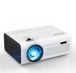 Produktbild: Mini Bluetooth Beamer Heimkino Projektor, BIGASUO LED Video Handy Beamer HD Smartphone Projector mit 200'' Display, USB, HDMI, SD, AV, VGA, Audio (Schwarz)