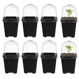 Produktbild: Mini Blumentopf Anzuchttöpfe Mit Kuppel: 10Stücke Zimmergewächshaus Anzucht Set Kuppel Pflanzen Pflanztöpfe Fensterbank Gewächshaus Kunststoff Anzuchtschalen Pflanztopf für Pflanzen