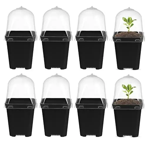 Produktbild: Mini Blumentopf Anzuchttöpfe Mit Kuppel: 10Stücke Zimmergewächshaus Anzucht Set Kuppel Pflanzen Pflanztöpfe Fensterbank Gewächshaus Kunststoff Anzuchtschalen Pflanztopf für Pflanzen