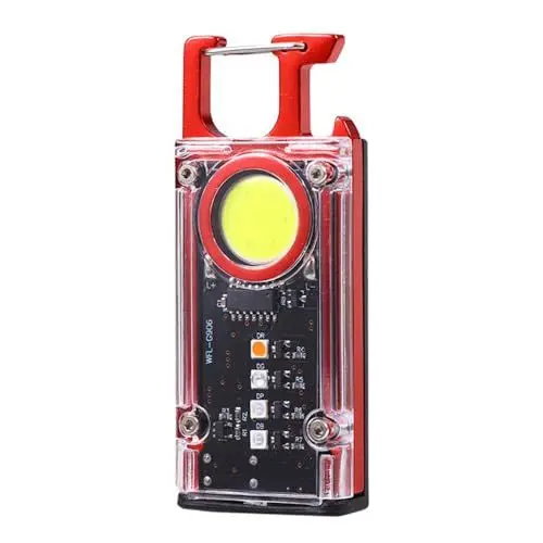 Produktbild: Mini COB Schlüsselanhänger Arbeitsleuchte, 8 Beleuchtungsmodi, Wiederaufladbare Mini-Magnet-Taschenlampe, wasserdichte Taschen LED Taschenlampe mit Flaschenöffner für Camping Wandern