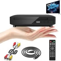 Produktbild: Mini DVD Player Tragbar, DVD Player Für Fernseher DVD Player HDMI Mit HDMI/RCA Kabel Enthalten, HD 1080P DVD Player CD Player Für TV, Alle Region, Breakpoint Speicher, Eingebaute Pal/Ntsc, USB 2.0