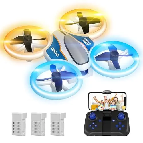 Produktbild: Mini Drohne mit Kamera HD 720P für Kinder, RC Drone mit LED Lichter, 3D Flips, Kopflosem Modus und 3 Akkus, 21 Min Lange Flugzeit, Spielzeug Drohne Helikopter für Kinder und Anfänger, Orange