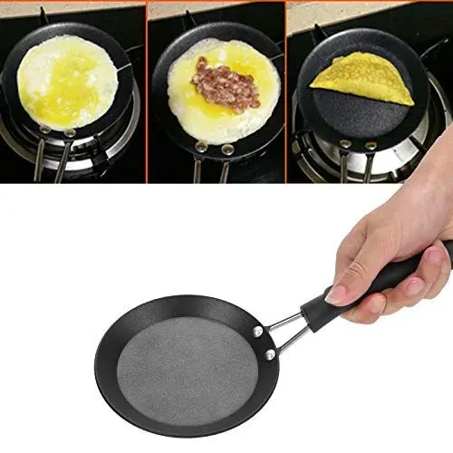 Produktbild: Mini Eierbratpfanne, Mini-Bratpfanne zum Braten von Eiern Tragbar Mini-Eierpfanne mit Silikonbürste und Antihaftbeschichtet Anthrazit für Camping, Kochen, Bratpfanne, Induktionsherd