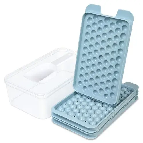 Produktbild: Mini Eiswürfelform, Kugel Eiswürfelbehälter mit Deckel und Box, Ergibt 216 13 mm Eiswürfel Rund auf Einmal, Leicht Herausnehmbare Ice Cube Tray,Geeignet für Kühlschrank, Kaffee, Cocktails und Getränke
