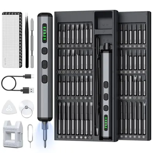 Produktbild: Mini Elektrisch Schraubendreher Set - 72 in 1 Präzisions Electric Screwdriver - Akku Schraubendreher mit 5 Gänge Magnetish Elektro Schraubendreher für Brillen, Uhrm, Handy, Laptop Reparatur