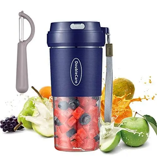 Produktbild: Mini Elektrischer Entsafter,Tragbare Mixer Obst Mixer Saftmaschine Wasserflasche Edelstahl-Messer 2 Klingen 1400 mAh Akku,mit USB Ladekabel fur Home Office Reisen und Im Freien