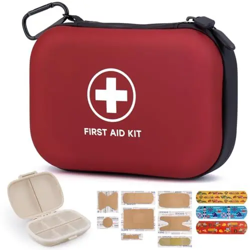 Produktbild: Mini Erste Hilfe Set, 144PCS Hartschalen Medizin Set für Zuhause, Auto, Reisen, Camping, LKW, Wandern, Sport, Büro, Flucht in die Wildnis, Outdoor-Abenteuer