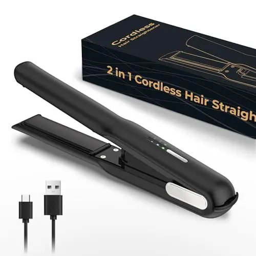 Produktbild: Mini Glätteisen, Atopskins Glätteisen Kabellos mit 3D-Keramikplatte & 3 Temperaturstufen - Reise Haarglätter Schnell & Effektiv für Glätten & Locken