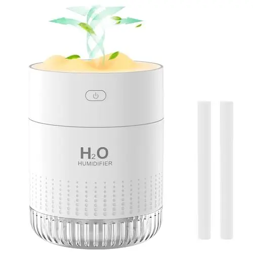 Produktbild: Mini Luftbefeuchter mit Nachtlichtfunktion und Automatische Abschaltung, Luftbefeuchter Schlafzimmer mit Zwei Vernebelungsmodi Geeignet für Schlafzimmer, Kinderzimmer und Pflanzen(Weiß)